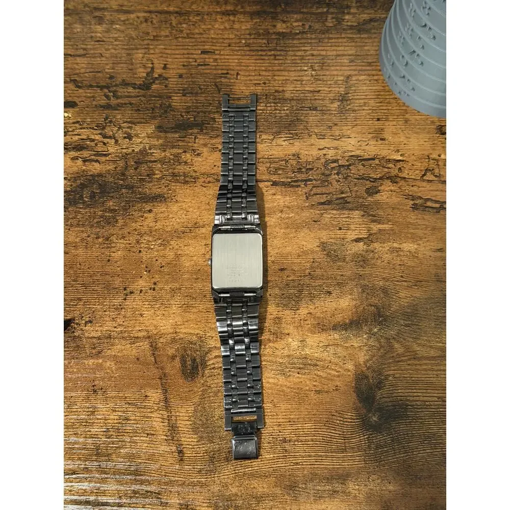 Seiko V330-4421 Black Gold Two-Tone Rectangular Quartz Watch